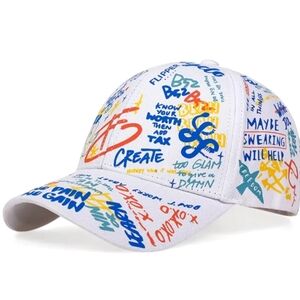 New! Positive Reinforcement Graffiti Unisex Adjustable Baseball Cap (White)